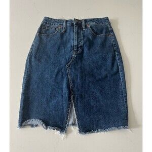 Madewell Pegged Denim Skirt Women's Size 27 Front Cutout Bellhaven Wash